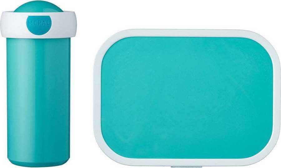 Mepal lunchset Campus – Broodtrommel en Drinkbeker voor kinderen – Bento box – Schoolbeker – Turquoise