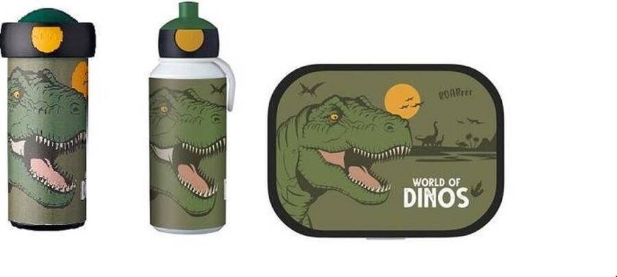 Mepal DINO Lunchset 3 Delig Voordeelset Broodtrommel Pop-up beker en schoolbeker