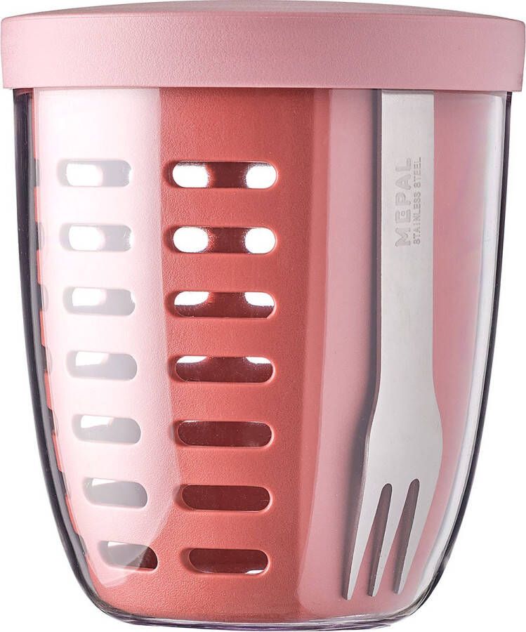 Mepal Ellipse fruit & veggie pot 600 ml Incl. vorkje Vivid mauve