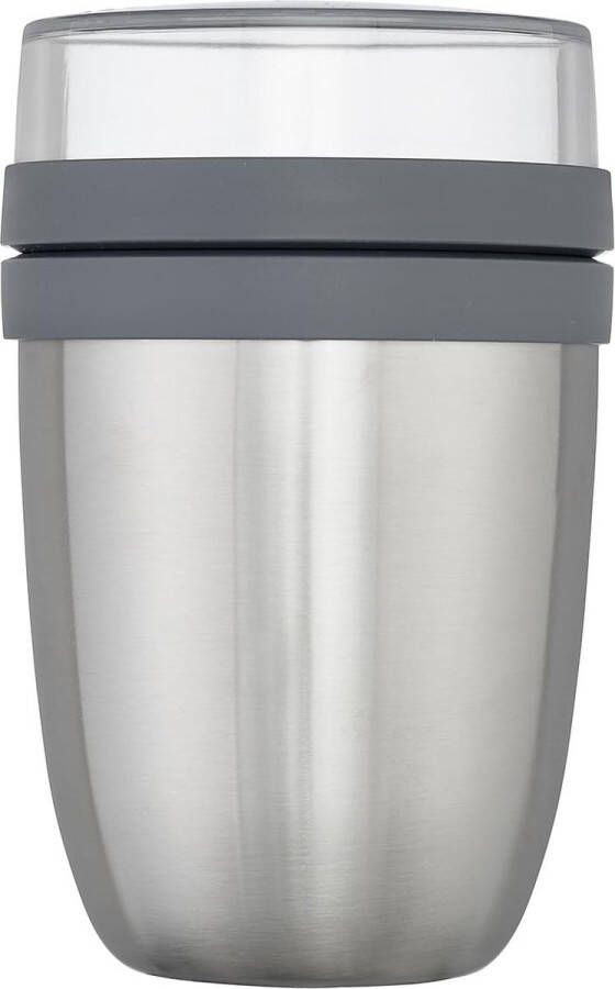 Mepal – Isoleer lunchpot Ellipse – houdt je eten 6-8 uur warm en 12 uur koud – Natural brushed – 2 compartimenten – Soep beker to go – Yoghurt beker muesli thermos lunchbox