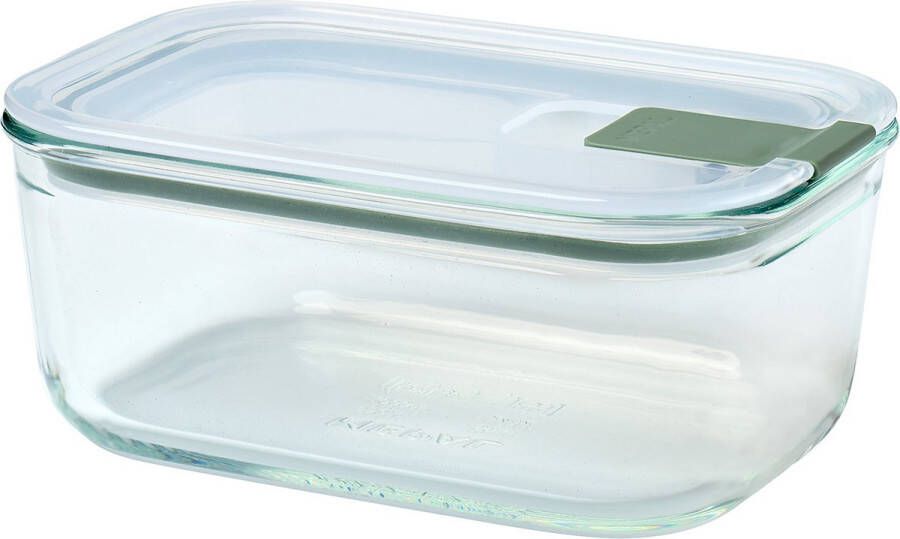 Mepal – Glazen vershouddoos EasyClip – Glazen schaal met deksel en kliksluiting – Geschikt voor de magnetron stoomoven oven koelkast & vriezer – Luchtdicht & lekvrij 1000 ml – Nordic sage