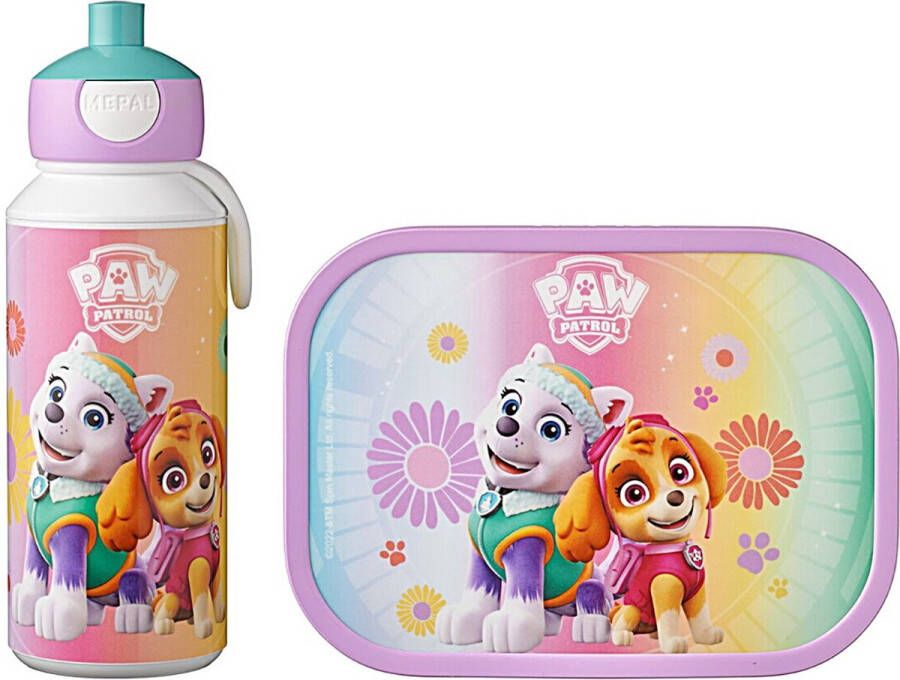 Mepal lunchset Campus – Broodtrommel en Drinkbeker voor kinderen – Bento box – Pop-up drinkfles – Paw Patrol Girls