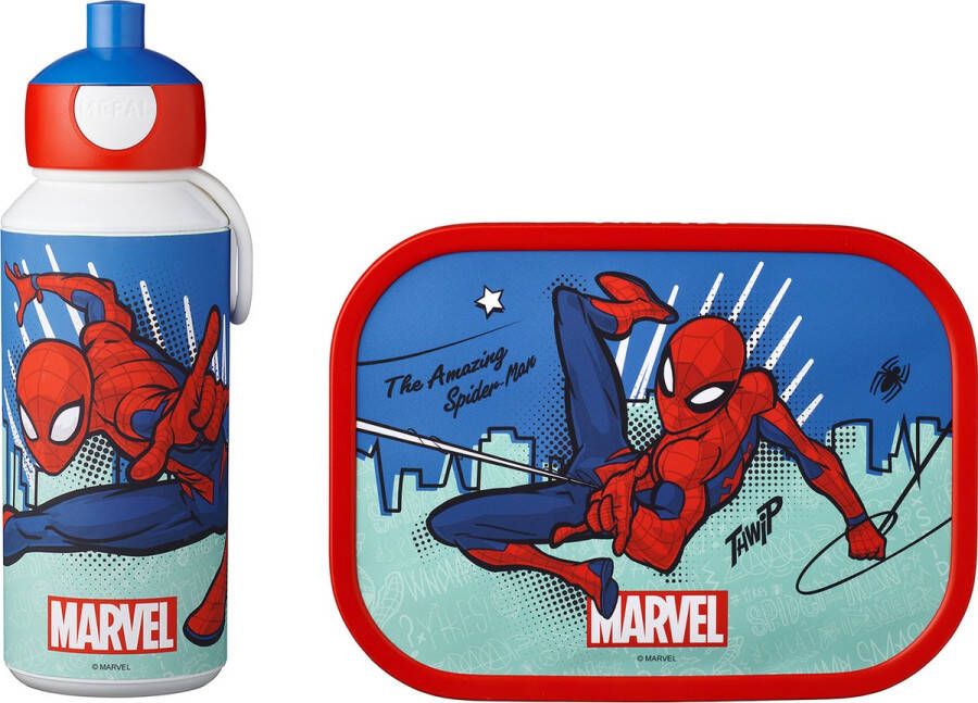 Mepal – Lunchset campus (pu + lb) – pop-up drinkfles en broodtrommel voor kinderen – spiderman – bento box – lekvrij