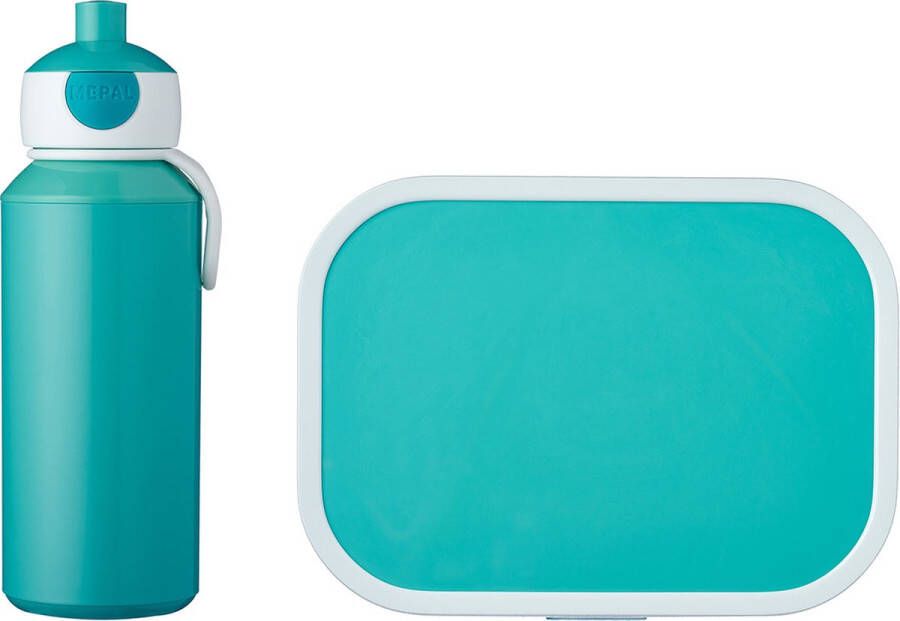 Mepal – Lunchset campus (pu + lb) – pop-up drinkfles en broodtrommel voor kinderen – turquoise – bento box – lekvrij