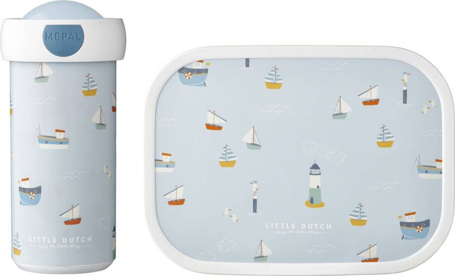 Mepal lunchset Campus – Broodtrommel en Drinkbeker voor kinderen – Bento box – Schoolbeker – Sailors Bay