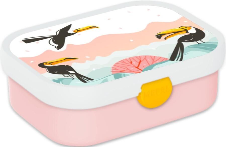 Mepal Broodtrommel voor Kinderen Bento Lunchbox Aquarel Dieren Inclusief Bentobakje & Vorkje BPA vrij en Vaatwasserbestendig 750 ml Toekan