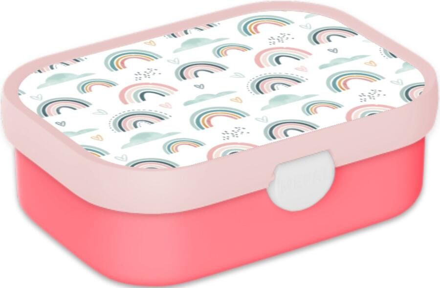 Mepal Broodtrommel voor Kinderen Bento Lunchbox Regenboog Inclusief Bentobakje & Vorkje BPA vrij en Vaatwasserbestendig 750 ml Kleine Regenbogen