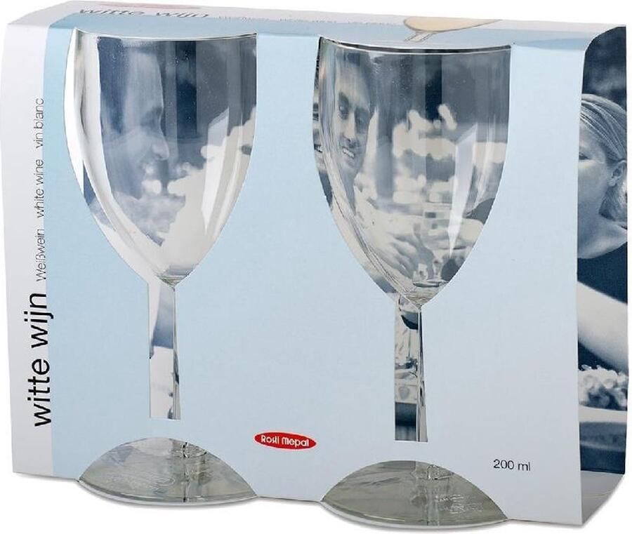 Merkloos 2x Wijnglazen van kunststof 200 ml Onbreekbare camping picknick glazen