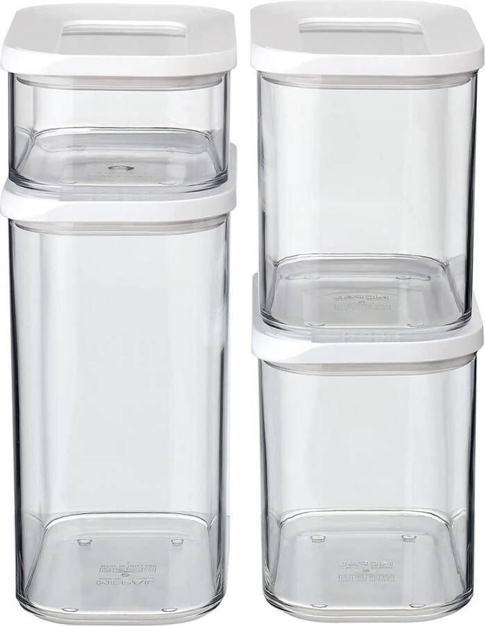 Mepal witte Modula 1000 ml voorraadpotten met deksel en ml voorraadpot met deksel voor droogvoer voorraadpotten en voorraadpotten