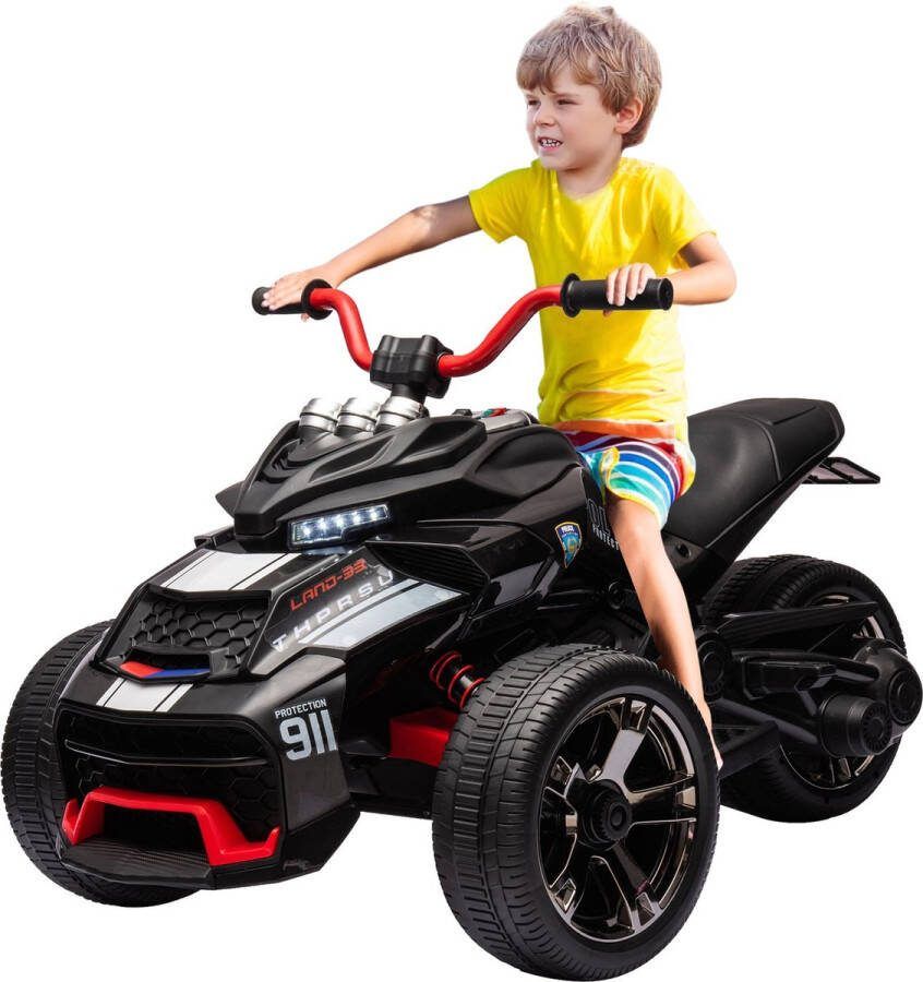 Merax 12V Elektrische Driewieler Motor voor Kinderen Elektrisch Motorfiets met Bluetooth Speelgoedvoertuig met Realistisch Dashboard Zwart