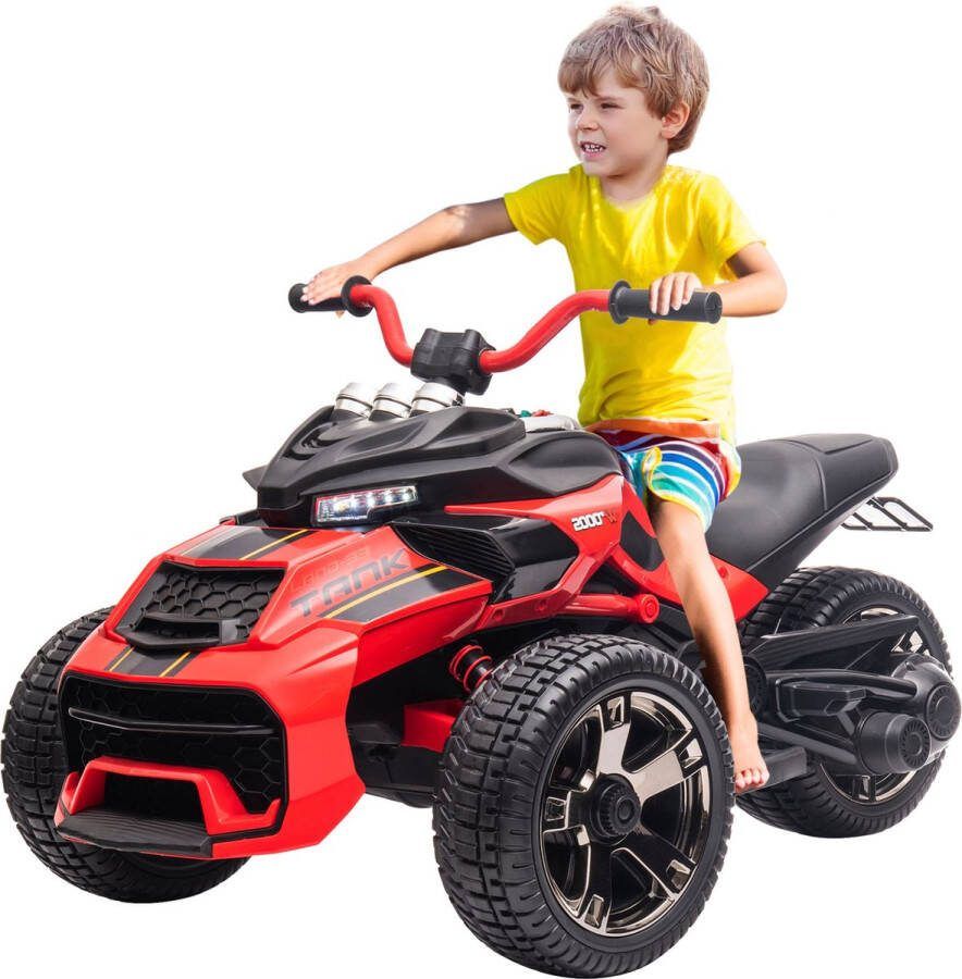 Merax Elektrische 12V Driewieler Motorfiets voor Kinderen Elektrisch Speelgoedvoertuig Motor met Bluetooth Rood met Zwart