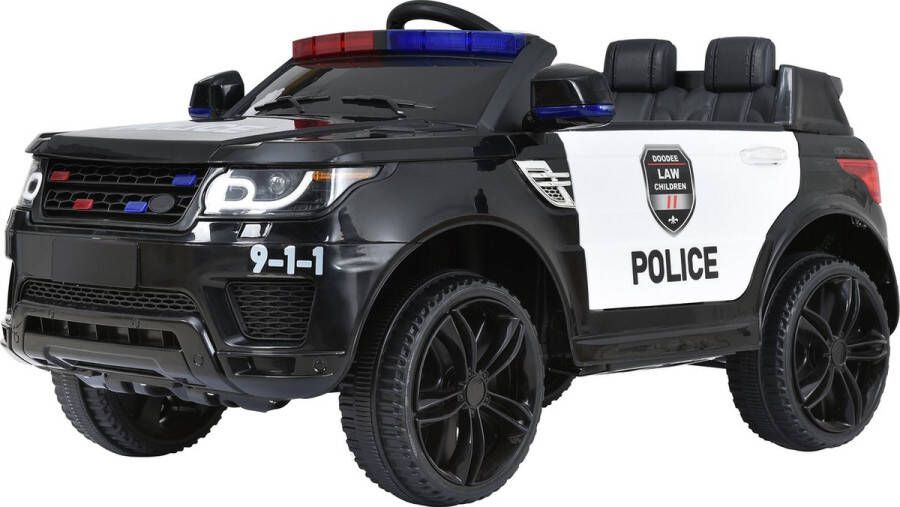 Merax Elektrische Politie Auto 2-zits Kinderauto met 12V Accu Zwart