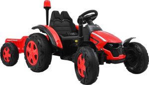 Merax Elektrische Traktor voor Kinderen 12V Elektrisch Tractor met Aanhanger Kinderauto Rood