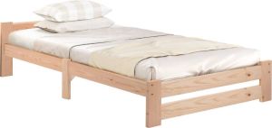 Merax Houten Eenpersoonsbed 90x200 Stevig & Comfortabel Bed Naturel