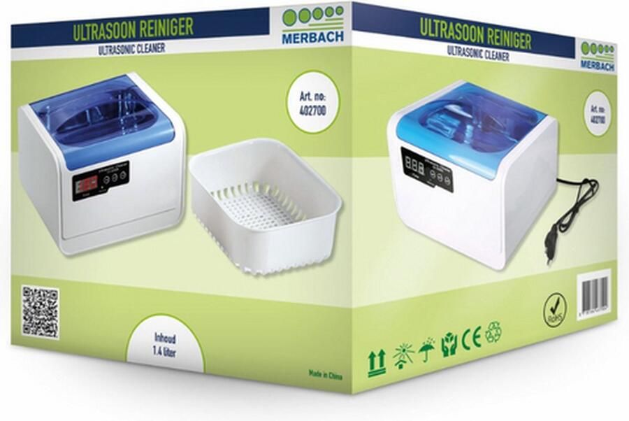 Merbach ultrasoon reiniger 1.4 liter- 4 x 1 stuks voordeelverpakking