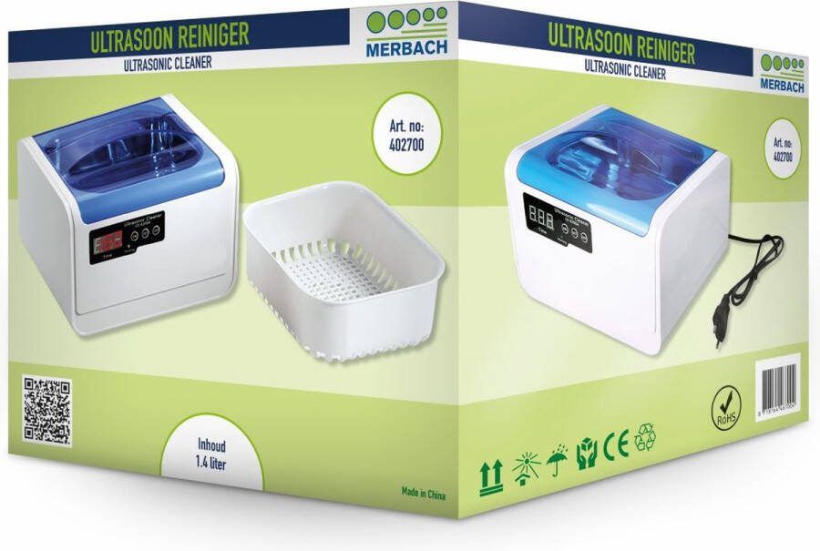 Merbach Voordeelverpakking 3 X ultrasoon reiniger 1.4L 1 stuk