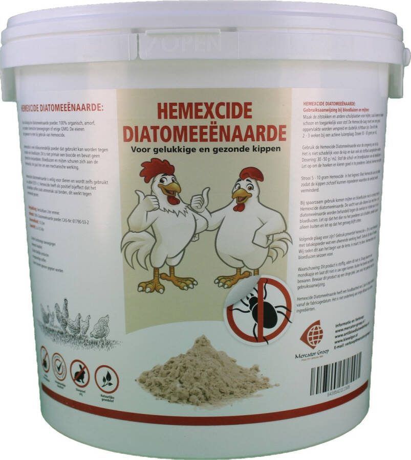 Mercator-groep Diatomeeënaarde 10L (Hemexcide) incl. verstuiver bloedluis en mijten kippenhok