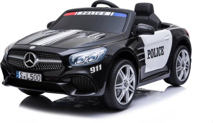 Mercedes Elektrische Kinderauto Politie SL500 Zwart Krachtige Accu Op Afstand Bestuurbaar Veilig Voor Kinderen