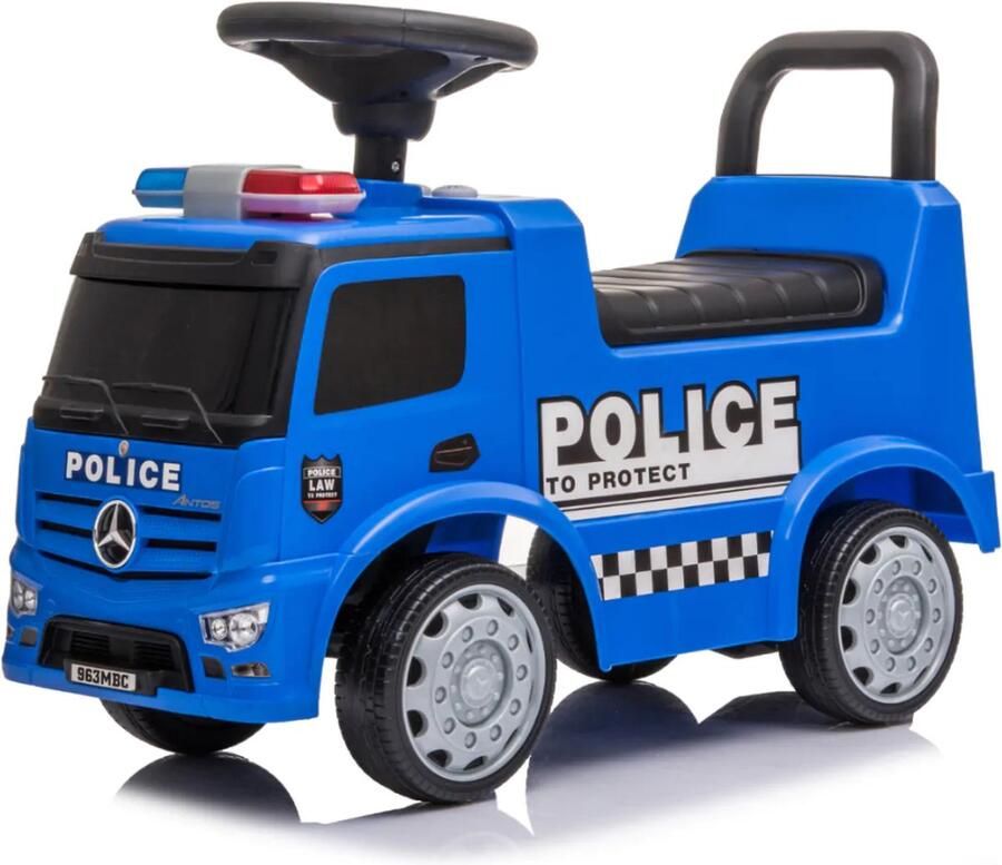 Mercedes Antos Politie Loopauto 1 tot 3 jaar Sirene Opbergbox Blauw
