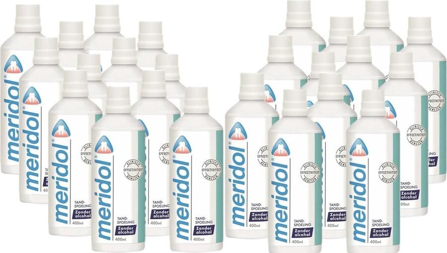 Meridol mondspoeling 400 ml mondspoeling 400 ml Mondwater Voordeelverpakking 24 stuks