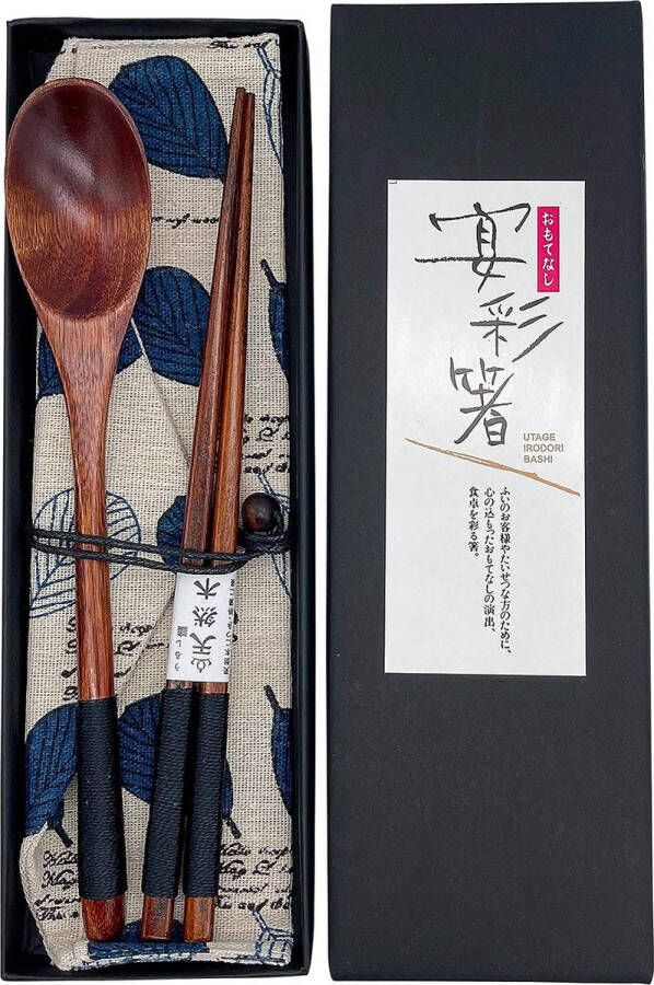 Merk: Generic Deluxe Sushibestekset met handgemaakte houten eetstokjes en mooie opbergdoos