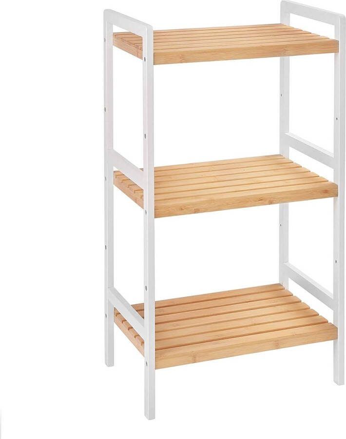 Merk-loos 3-laags bamboe opbergrek voor badkamer keuken slaapkamer 45 x 31 5 x 80 cm natuurlijk en wit