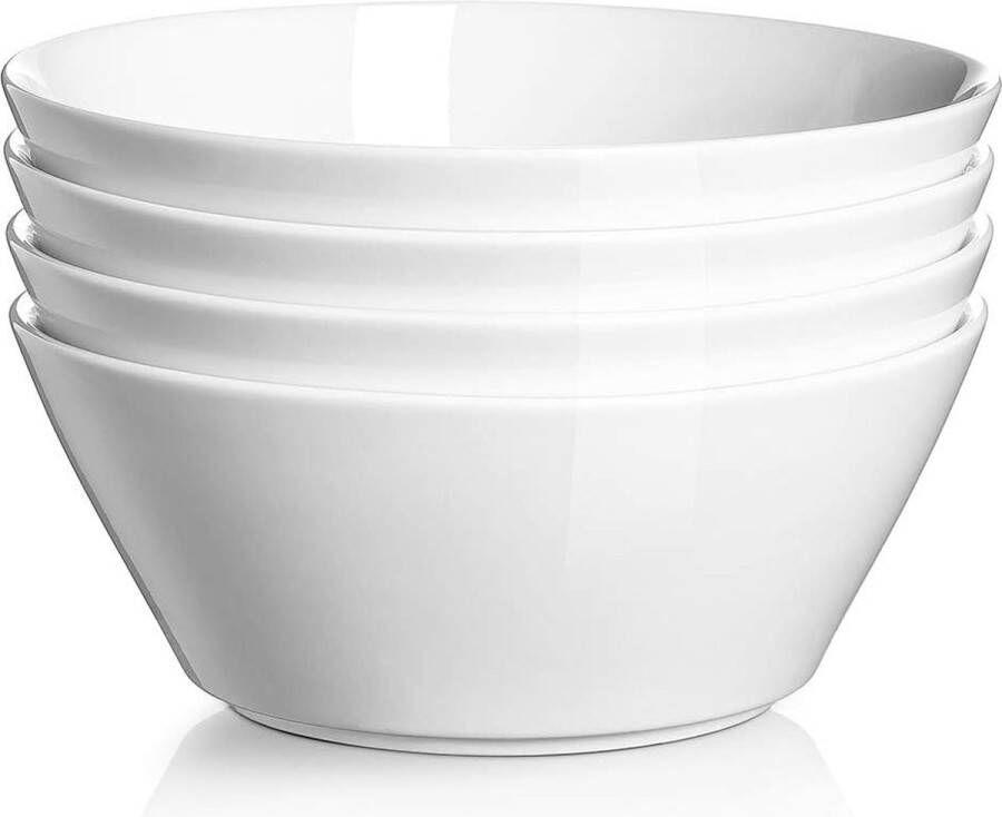 Merk-loos DOWAN Keramische soepkommen 950 ml 32 oz witte ramenkom voor noedel porseleinen saladekommen set van 4 grote granen kommen voor keuken vaatwasser en magnetron veilig