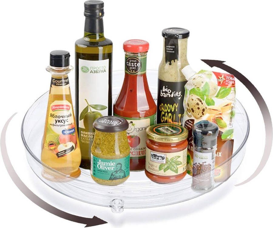 ''merk-loos'' Draaitafel organizer keukenkoelkast 360 graden draaiplaat kruidenhouder draaibare organizer voor keuken eetkamer kast dresser (29 cm in diameter)