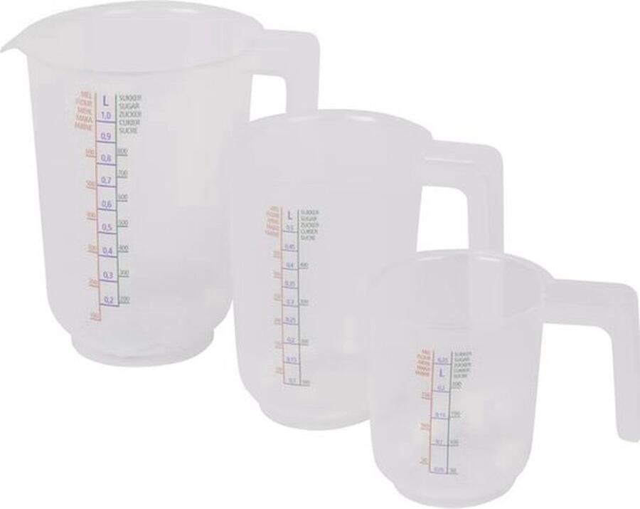 Merk-loos 3 Delige Maatbekers Maatkannenset Maatbeker Meel Suiker Maatkan Maatkannen Gram & Liter ml