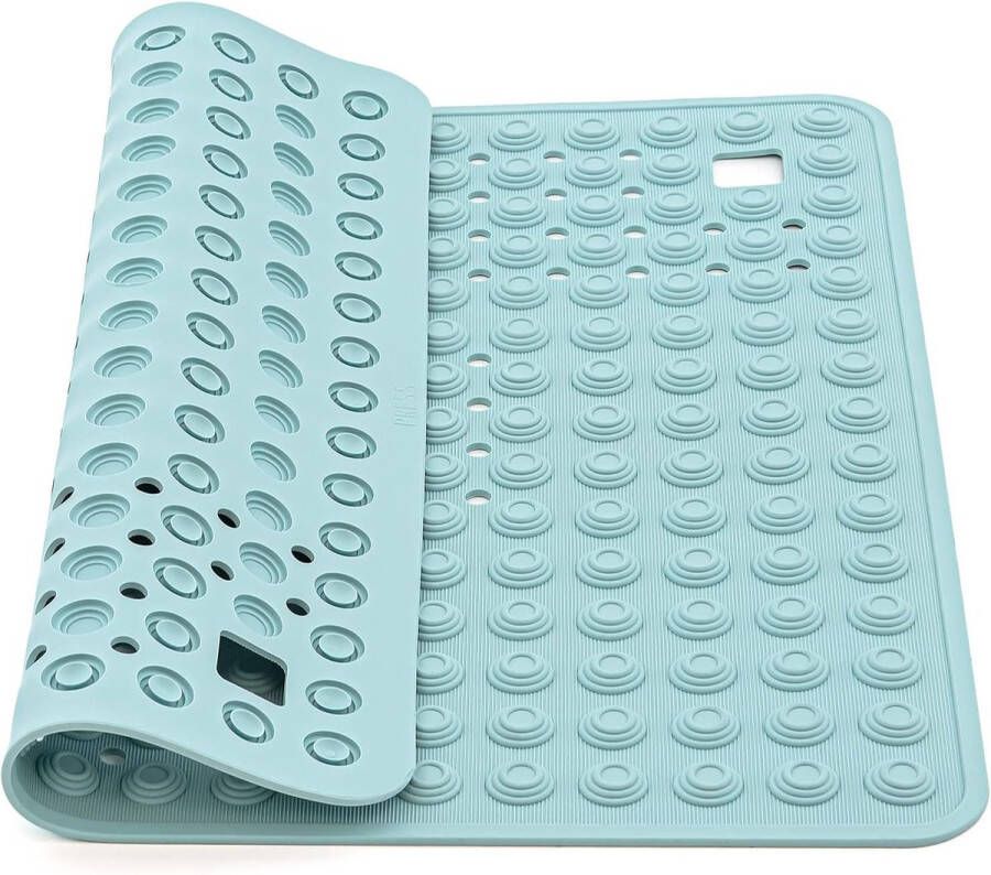 Merk-loos Tatkraft Detail antislip douchemat rubberen badmat met 134 grijpende zuignappen perfect voor ouderen en kinderen wasbaar in de machine blauw gemaakt in Italië 60x60 cm