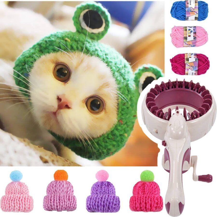 Merk loose 50% OFF!!--Breimachine Incl. Wol Breimolen naalden Smart Weaving Round Loom Rotating Double Knit Loom Machine Kit DIY Knitting Board voor Sjaal Sok Pet Huisdierhoed Volwassene Kids draaiadapter breimolen boor opzetstuk voor naalden