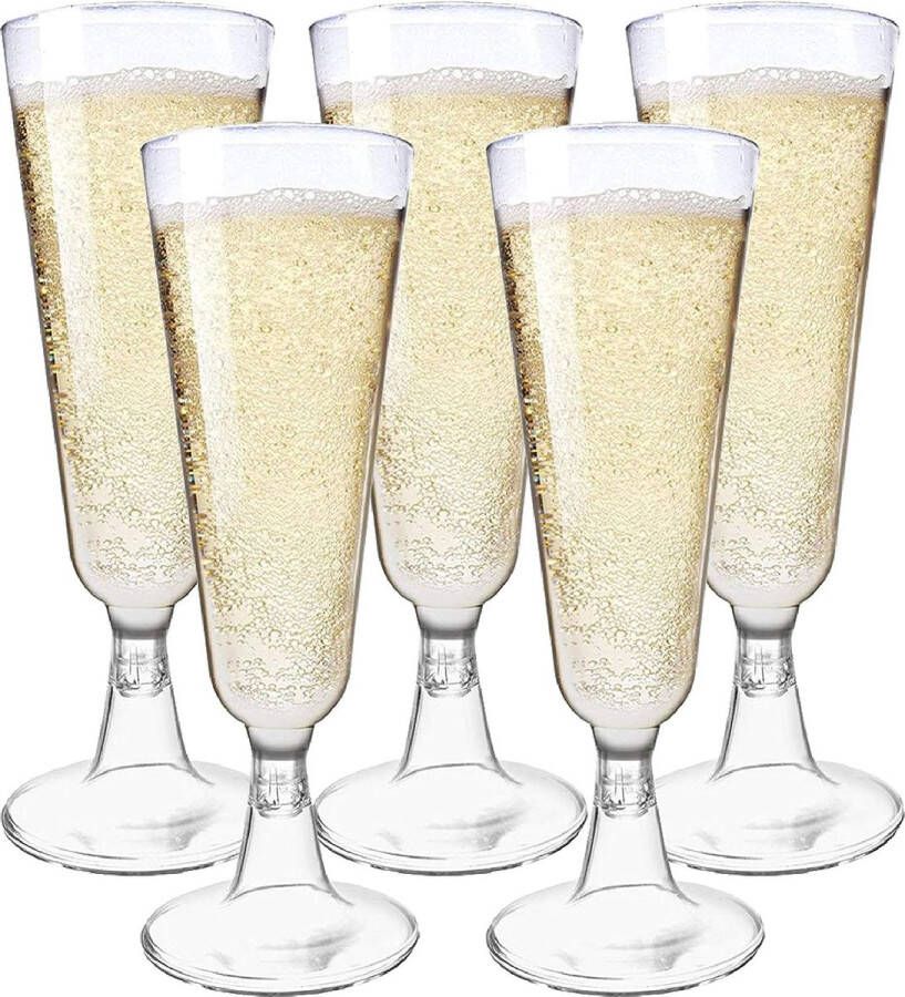 Merk los 48 Plastic Champagneglazen voor Bruiloften Verjaardagen Kerst & Feesten 150ml Elegant Stevig & Herbruikbaar