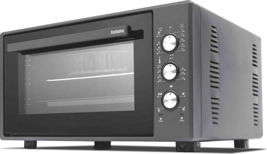 Merkador XL Vrijstaande Oven 60 Liter 1800 Watt Hetelucht Gemakkelijk schoon te maken geëmailleerde binnenruimte Antraciet Mini Oven