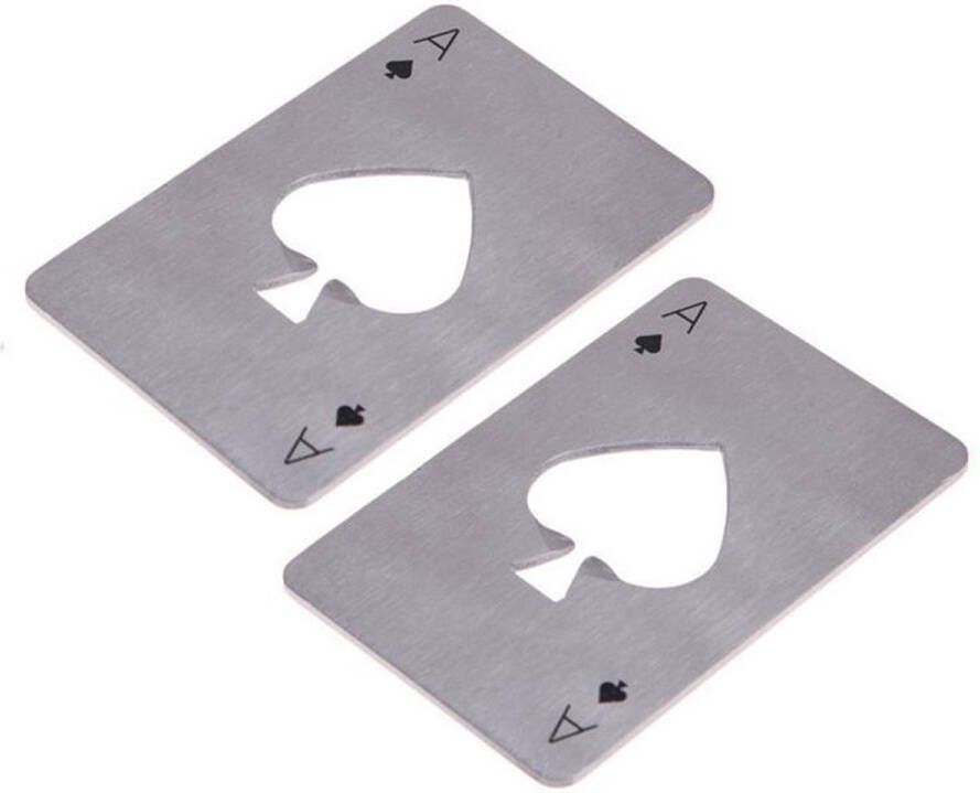 MerkIoos 2 Stuks Stevige Bieropener In Kaartvorm Flesopener Opener Poker – Set van 2 bieropeners – Kaartvorm – Stevig en duurzaam – het openen van bierflessen – Leuke en functionele accessoire – thuis bar en feestjes – Poker