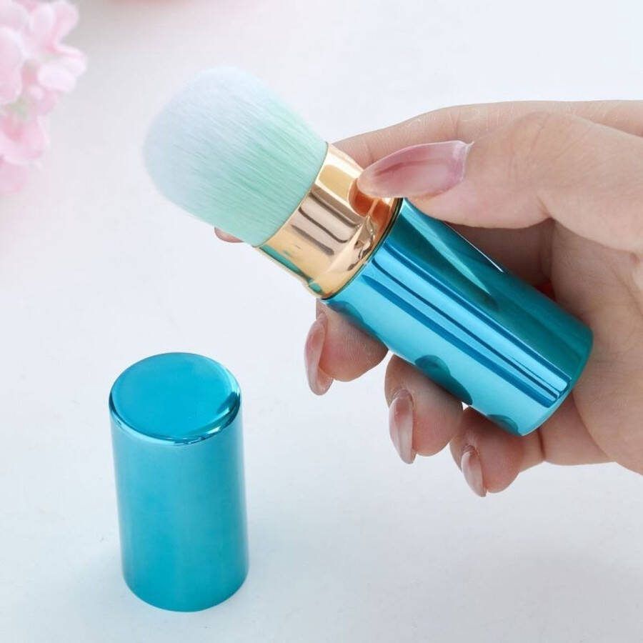 MerkIoos Intrekbare Make-upkwast – Blush Bronzer & Highlighter – Blue Metallic – Intrekbare make-upkwast – Blauw metallic – blush bronzer en highlighter – Gemakkelijk mee te nemen – Compact en praktisch – Zachte en precieze applicatie