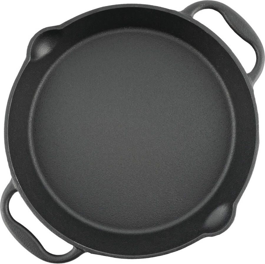 Merkloo Gietijzeren grillpan gietijzeren pan met twee handgrepen en twee schenktuiten serveerpan pan (diameter 20 cm)