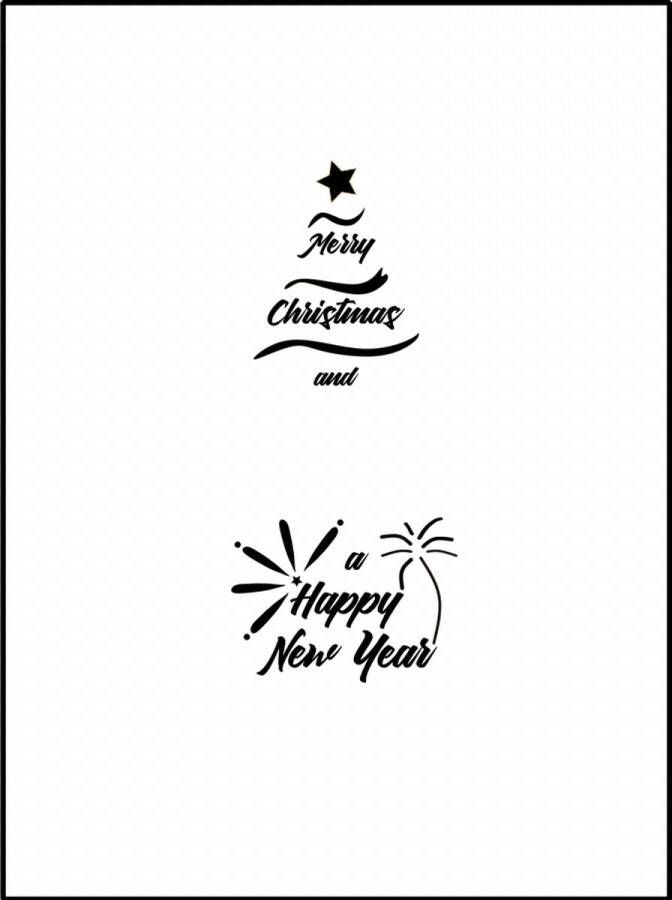 Merkloo Kerstversiering sticker set Merry Christmas and a Happy New Year! wit 32x23cm en 27x19cm