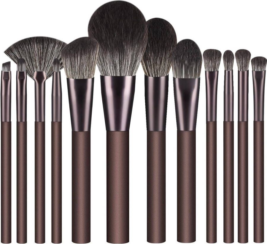 Merkloo Make-up Borstels 16 stuks Make-up Borstel Set Premium Synthetische Varkenshaar Houten Handvat Foundation Borstel Concealers Oogschaduw Make-up Borstels Set met 5 Make-up Spons