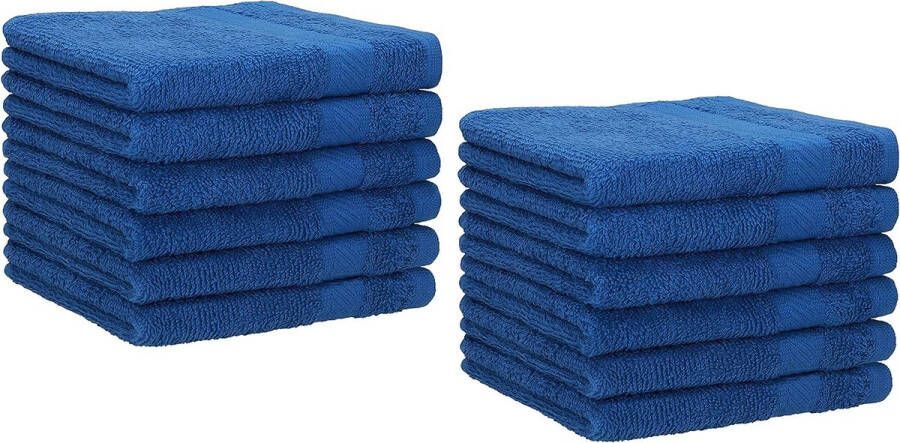 Merkloos 12-delige gastendoekjes Palermo 100% katoen maat 30x50 cm handdoek gastendoekjesset (blauw)