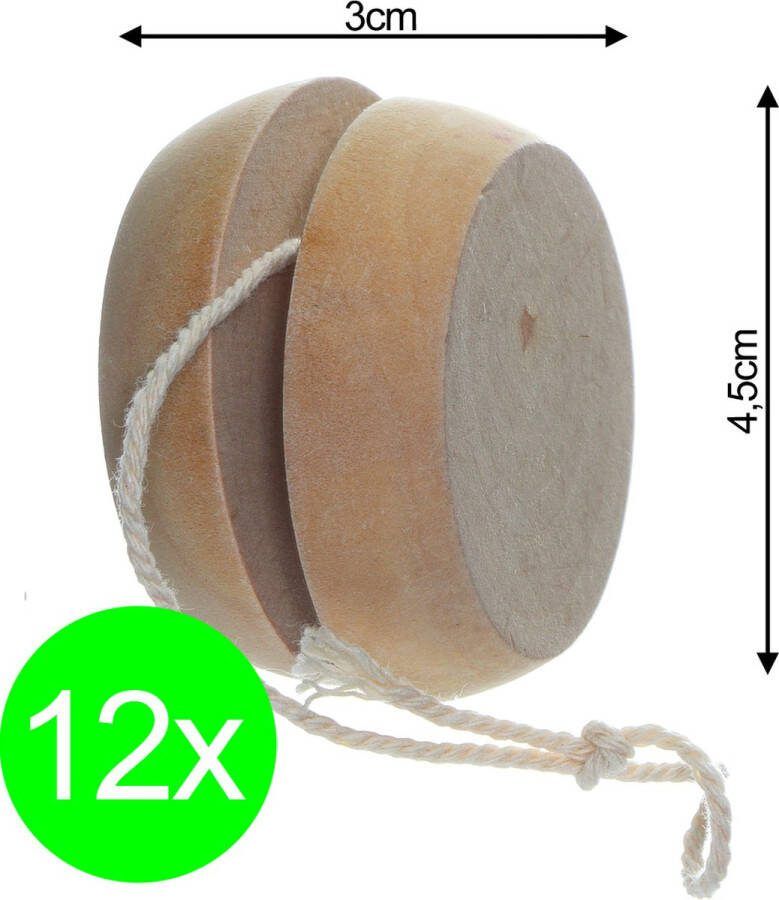Merkloos 12x houten jojo yoyo Ø4 5cm speelgoed