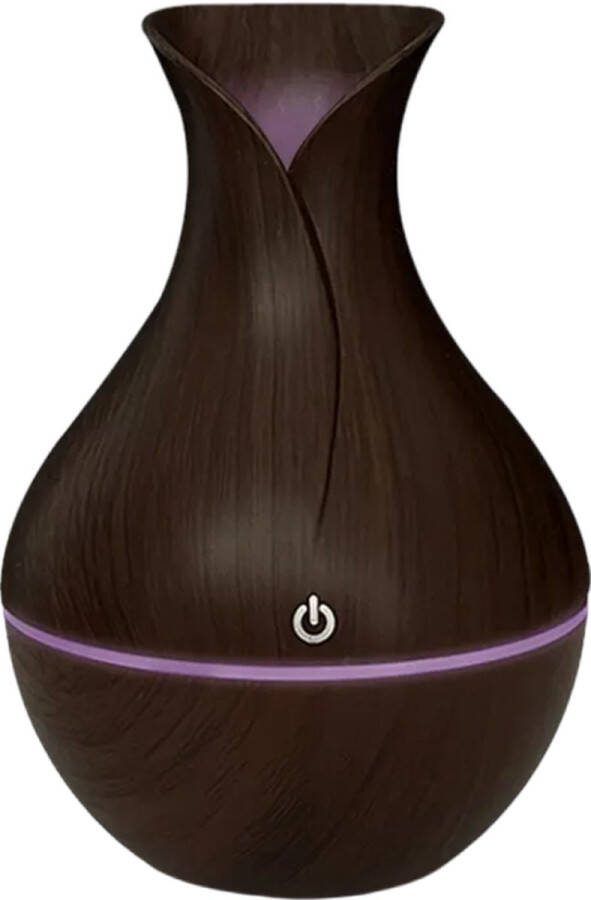 'merkloos'' 130ml USB Luchtbevochtiger Aromatherapie Draagbaar Donker houten look air humidifier luchtbevochtigers