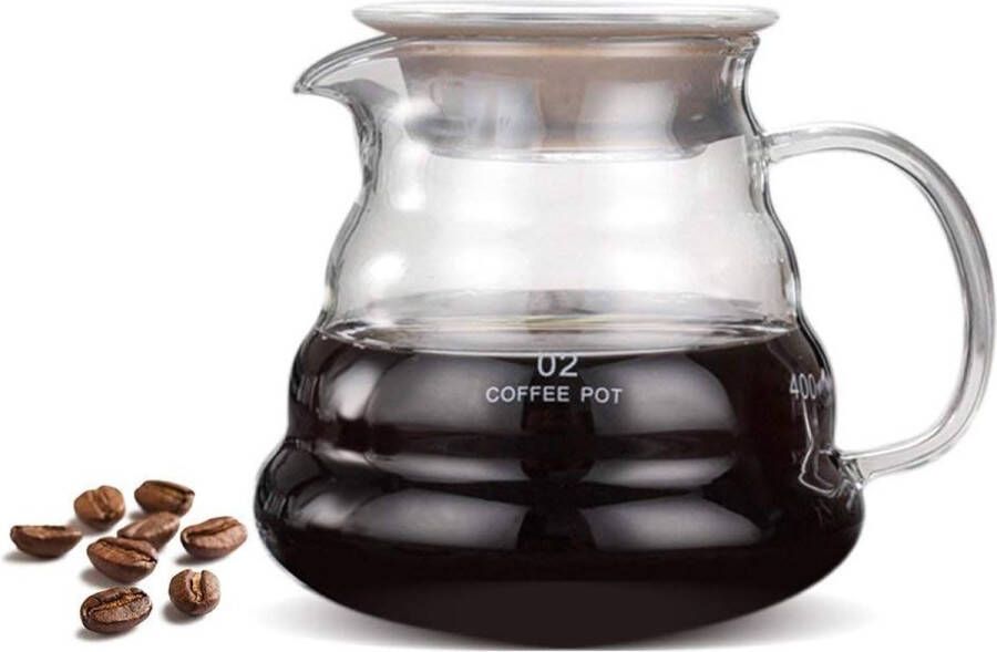 Merkloos 16 9 oz glazen koffiekaraf overgieten glazen heldere koffiepot server koffieserver met handvat voor koffie en thee