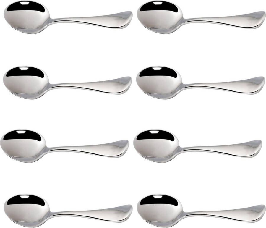 Merkloos 18 8 roestvrijstalen espressolepel 8 stuks 13 7 cm mini-koffielepels kleine lepel dessert- en theelepels (zilver)