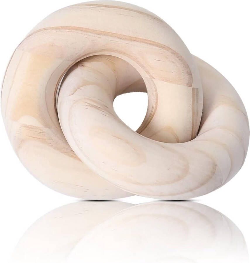 Merkloos 2-Link Wood Knot Decor Modern Farm Wooden Chain Link Decoration Boho Decorative Hand Carved Wooden Table Decorations for Coffee Table Bookshelf Farm