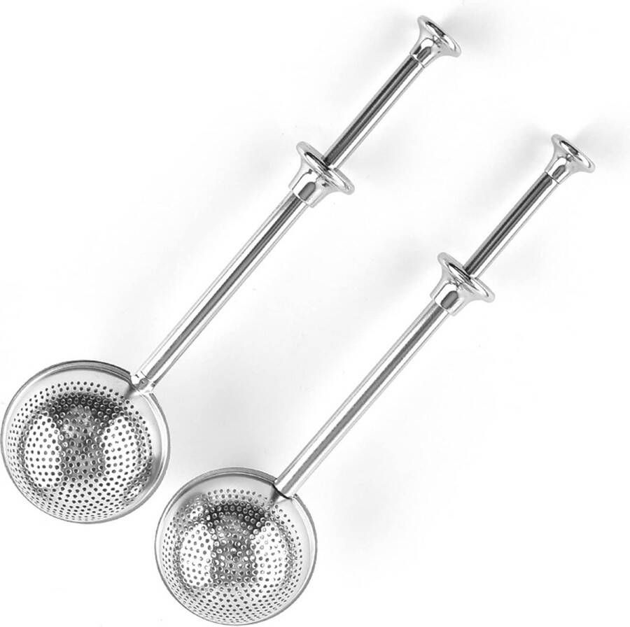 Merkloos 2 stuks theezeefjes theezeef voor mok theezeef met lange handgreep van roestvrij staal 304 Tea Infuser voor Tea Lovers Tea Infuser Thee Strainer kruidenzeef voor losse thee en mulling kruiden