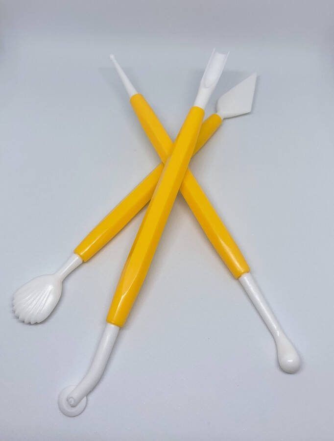 Merkloos 3 stks Klei Carving Gereedschap kinderen Plastic Boetseerklei Gereedschap Tweekoppige Plastic Keramische Aardewerk Tool kit Handwerk Klei