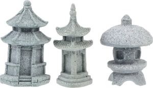 Merkloos 3 stuks Japanse stenen lantaarns mini pagode beeld Aziatische decoratie figuren tuin sculpturen voor miniatuur tuindecoratie aquarium ornamenten bonsai micro landschap decoratie feeëntuin accessoires
