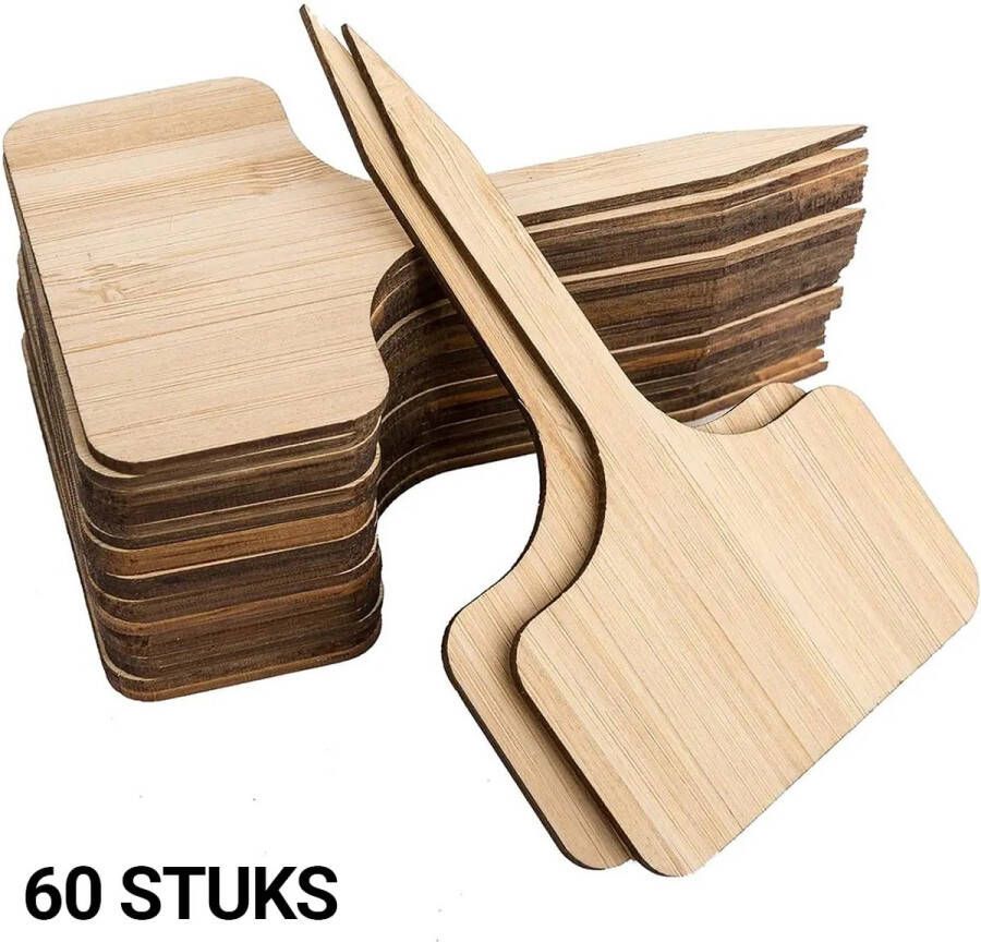 Merkloos 60 Houten Plantenlabels Wit Steeketiketten Plantenstekers Moestuin bordjes Plantlabels Sleufetiketten Plantenbordjes Moestuin Labels