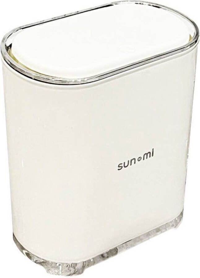 Merkloos 8L Afvalbak met Deksel(SUNMI) Wit Stijlvol Drukknop Bediening Prullenbak Papierbak Geschikt voor normale Vuilniszakken