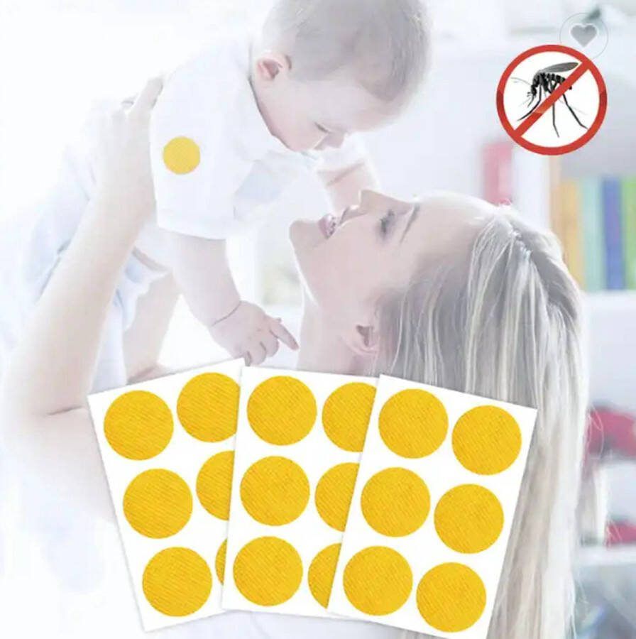Merkloos 90 gele anti muggen stickers Geel citronella pleister deet vrij baby kind veilig anti mug pleisters antimug antimuggen mosquito repellent muggenbescherming muggenstekker tegen muggenstickers ongedierte insecten bestrijding